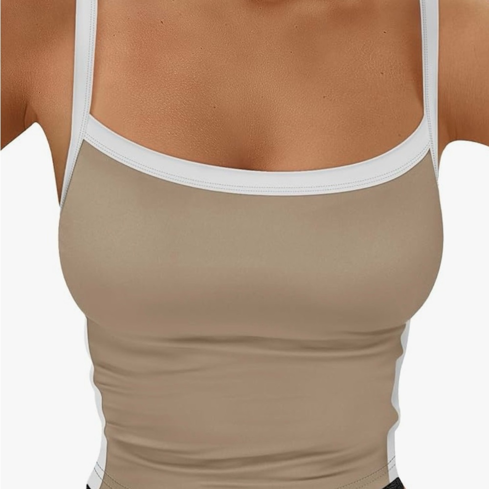 Amazon Tan and White Crop Top